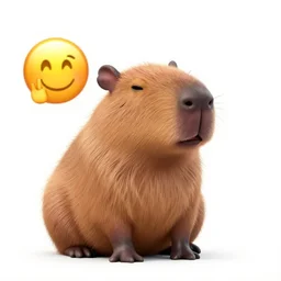 capybara in the style of an emoji in a white background, real