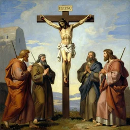 Jesus Christ in the cross and the apostles under him by Wayne Barlowe