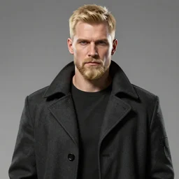 blonde viktor reznov from call of duty : world at war with a coat, a blonde goatee, short hair, fedora, and sunglasses, holding a wooden sniper rifle, establishing shot, art by yoji shinkawa, metal gear solid concept art