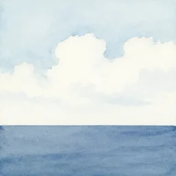 watercolor canvas subtle clouds over ocean kilian eng, minimalist