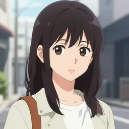 stylized portrait of beautiful jun amaki gravure model instagram girl wearing street fashion, katsuya terada, masamune shirow, anime manga style