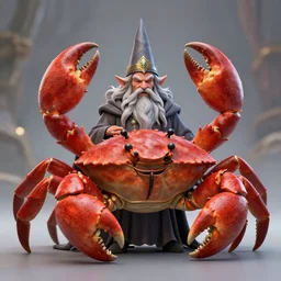 A portrait of a wizard who is a giant crab wizard, 4k, fantasy, D&D, traditional art, highly detailed, full body shot, shallow depth of field, bokeh, professional lighting
