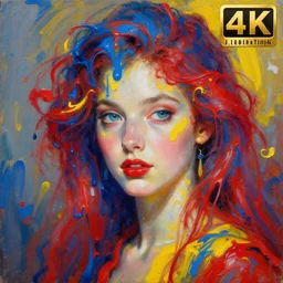 very detailed masterpiece portrait painting of Stable Diffusion!!, 4k resolution, J.C. leyendecker!! Valentina Remenar!! Digitsl art, paint tool sai!! Blue, red, yellow, melting colors!!