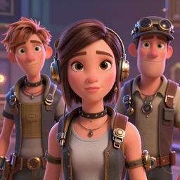 lofi steampunk portrait pixar style by Lita Cabellut and Stanley Artgerm and (Tom Bagshaw)