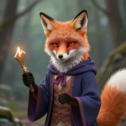 beautiful portrait of an anthropomorphic fox magician