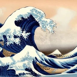A tsunami in the style of Ukiyoe