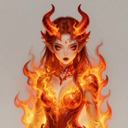 a fancy portrait of a young Demon girl covered in flames  by Greg Rutkowski, Sung Choi, Mitchell Mohrhauser, Maciej Kuciara, Johnson Ting, Maxim Verehin, Peter Konig, final fantasy , 8k photorealistic, cinematic lighting, HD, high details, atmospheric , trending on artstation