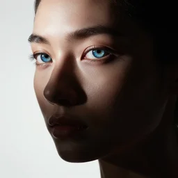 close up portrait photography of beautiful female model silhouette with heterochromia eyes