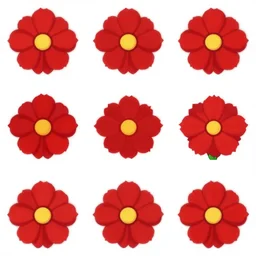 sprite sheet of a red flower. 6 4 x 6 4, animation, frames, game asset, unreal engine, stylised