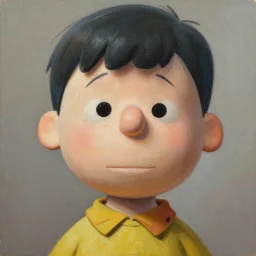 ultra realist soft painting portrait of Charlie Brown in Akira, symmetry accurate features, very intricate details, volumetric lighting, by Katsuhiro Otomo