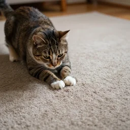 a cat that's annoying ruining the carpet photograph