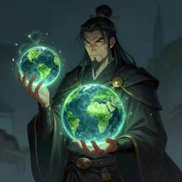 A mage, holding Earth, digital art, trending on ArtStation