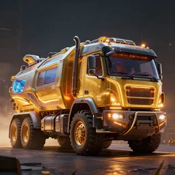 a extreme huge solarpunk combat truck, luminescent, rule of thirds, golden ratio, ambient lighting, syd mead, greg rutkowski, wlop, artgerm, artstation, highly detailed masterpiece