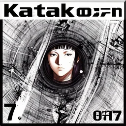 album cover art for katakana technodown 7 7 7 by akihiko yoshida