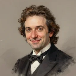 photo of franz liszt with simple smile paint detailed digital artstation, portrait hd 4 k, y greg rutkowski and gaston bussiere and craig mullins and j. c. leyendecker, hd