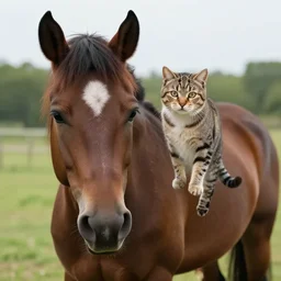 cat on horse