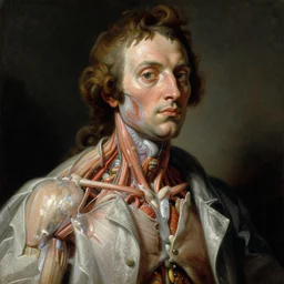baroque neoclassicist colorful sci - fi portrait of mad scientist's anatomy. reflective detailed textures. gloomy atmosphere, dark background. highly detailed fantasy science fiction painting by, moebius, norman rockwell, frank frazetta, and syd mead. high contrast. artstation