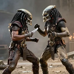 a movie still of predator fighting the terminator