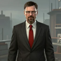 Screenshot of Walter White as Agent 47 (red tie) in the Hitman 2016 video game