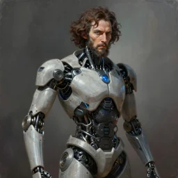 painting of cyborg dostoevsky, trending on artstation, unreal engine, fantasy art