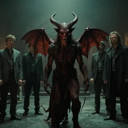 the demon, film still from the movie directed by denis villeneuve and david cronenberg with art direction by bernie wrightson, tim white and tim hildebrandt, wide lens