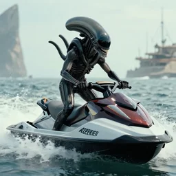 film still of xenomorph jet skiing in the new alien movie, 4 k
