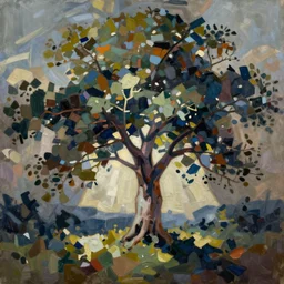abstract oil painting of a tree by pablo picasso