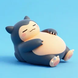 walter white 3 d render, high definition, sleeping next to a snorlax, bright blue background, simple, high definition