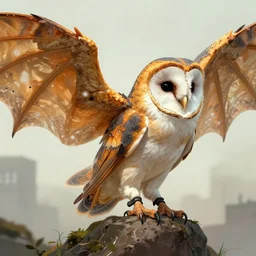 hybrid of a dragon and a barn owl