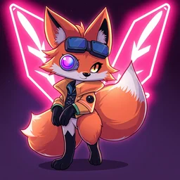 a cyberpunk anthropomorphic fox with a fluffy tail, comic art, trending on furaffinity, cartoon, kawaii, backlighting, furry art!!!, neon, concept art