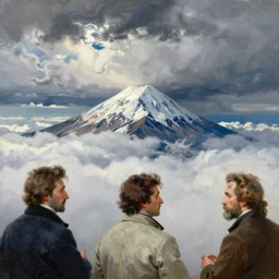 painting by sargent and leyendecker and greg hildebrandt savrasov levitan above the low clouds on hymalaya namibia sokotra island overcast thunder storm