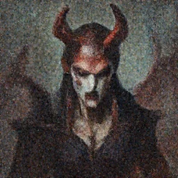 a stunning digital painting of Satan with a disturbing look. Highly detailed masterpiece
