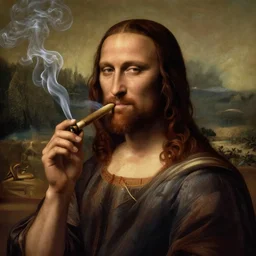 a perfect portrait picture of jesus smoking a joing by leonadro da vinci, high resolutoion, artstation