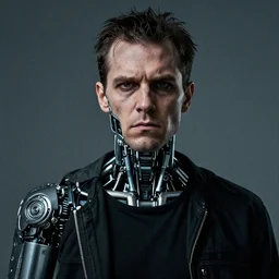 grainy photo of an ugly man, bionic implants, bionic implants, cyborg criminal