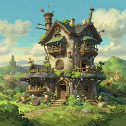 detailed photo of solarpunk house, 8 k, by studio ghibli, alena aenami, trending on deviantart, hyper detailed, beautiful lighting, epic environment