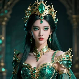 portrait of princess of emerald, majestic, ornate, intricate, hyper detailed, accent lighting, dramatic light, 4 k octane render