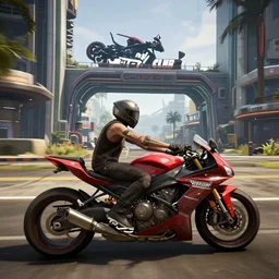 a gorgeous screenshot of the upcoming modern open world metaverse rpg called'motorcycle club '! reminds us of a modern gta 5, 8 k, real - time path tracing. masterpiece of technology