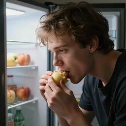A fridge eating a human realistic, detailed