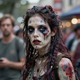 a bokeh photo of a zombie instagram influencer girl, documentary film, an ultrafine detailed painting by james jean, cgsociety, figurative art, detailed painting, dystopian art, high detail greg rutkowski and andreas rocha, tristan eaton, victo ngai, artgerm, rhads, ross draws
