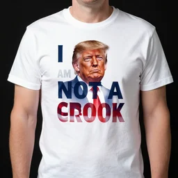 donald trump wearing i am not a crook t - shirt