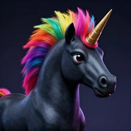 digital illustration of a black punk rock unicorn with a rainbow mohawk, vibrant, colorful, photorealistic, deviantArt, artstation, artstation hq, hd, 8k resolution
