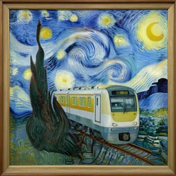 the hong kong mtr, painting by van gogh, post impressionism