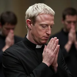 dramatic masterpiece Greg Rutkowski male Mark Zuckerberg cleric with platinum blonde hair praying amidst sorrow, realistic, cinematic lighting, WLOP, dungeons and dragons