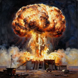 a 1 8 th painting of a nuclear explosion in france