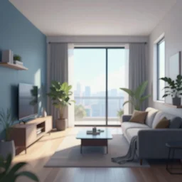 cool trendy apartment interior, sharp focus, wide view, very smooth, digital illustration, by james jean, by rossdraws, frank franzzeta, mcbess, sakimichan