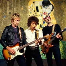 Jimy Hendrix playing by Kent Williams and Gustav Klimt
