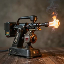 airbrushed blasting machine from wayne d barlowe's inferno book fine art masterpiece baked at 3 0 0 f, matte painting, torch lighting, aged with sunlight, award winning horror, photorealistic render, cinematic
