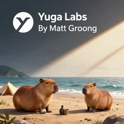 capybaras camping on the seaside by yuga labs and by matt groening