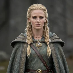 beautiful Viking queen with ornate cloak, highly detailed, 4k, HDR, smooth, sharp focus, hyper realistic, high resolution, award-winning photo