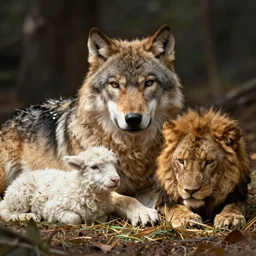 the wolf shall dwell with the lamb, and the leopard shall lie down with the kid ; their young ones shall lie down together, and the lion shall eat straw like the ox